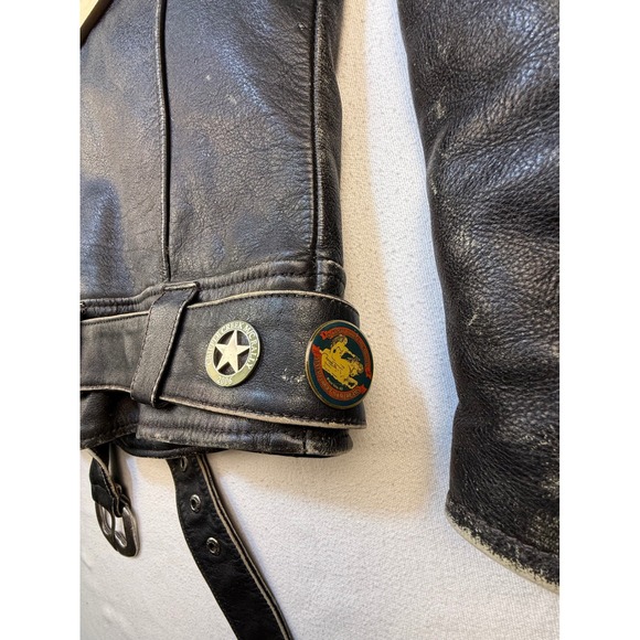 Harley Davidson Leather Jacket Mens M Black Biker Distressed Vintage CA03402 USA - Picture 9 of 11